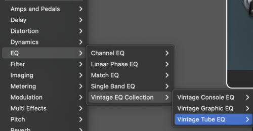 Logic pro のデフォルトVintage Tube EQ