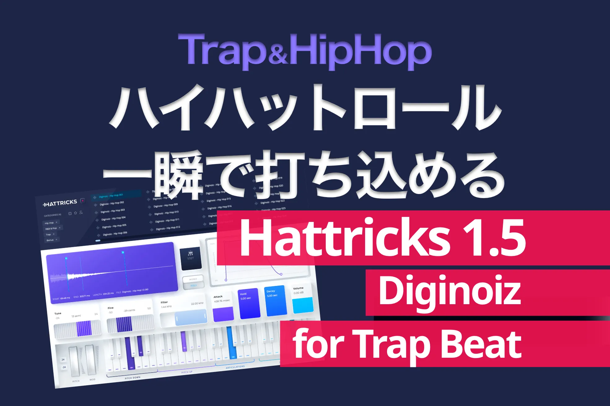 【ビートメイキング】トラップ・ヒップホップのハットロールが一瞬で打ち込めるプラグイン・Hattricks 1.5